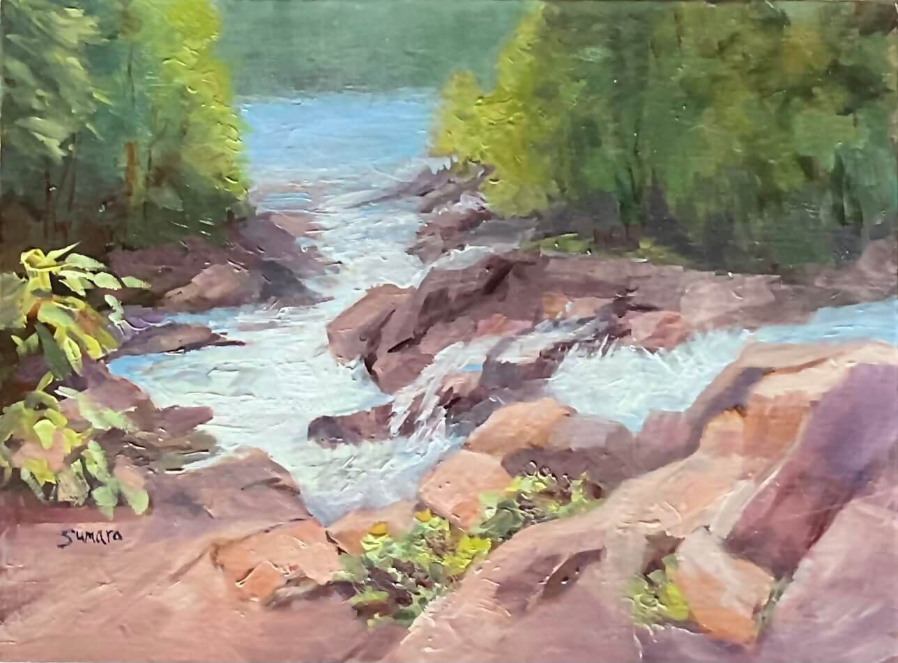 Rocky waterfall study